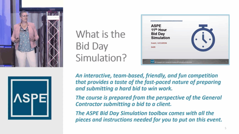 The ASPE 11th Hour Bid Day Simulation - Higher Education Use is a Big Win