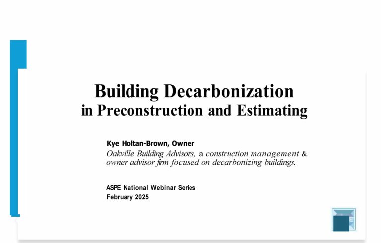 Building Decarbonization in Preconstruction and Estimating