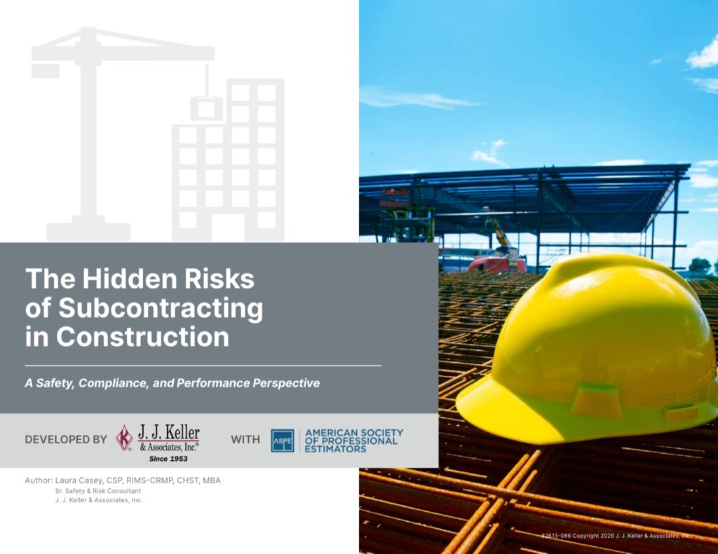 Cover of the white paper The Hidden Risks of Subcontracting in Construction by J. J. Keller and ASPE
